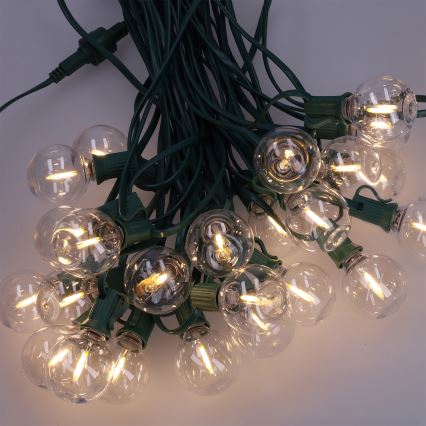 Brilagi - Guirlanda decorativa LED para exterior 25xE12/0,8W/230V 20m cabo verde IP44 branco quente