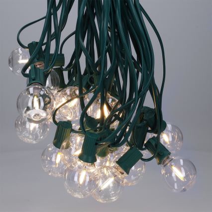 Brilagi - Guirlanda decorativa LED para exterior 25xE12/0,8W/230V 20m cabo verde IP44 branco quente