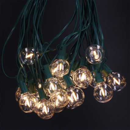 Brilagi - Guirlanda decorativa LED para exterior 25xE12/0,8W/230V 20m cabo verde IP44 branco quente