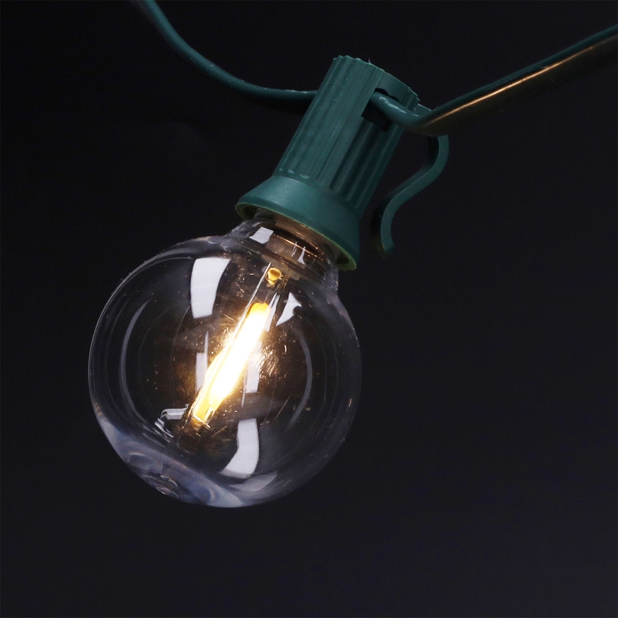 Brilagi - Guirlanda decorativa LED para exterior 25xE12/0,8W/230V 20m cabo verde IP44 branco quente