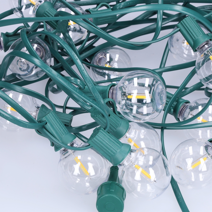 Brilagi - Guirlanda decorativa LED para exterior 25xE12/0,8W/230V 20m cabo verde IP44 branco quente
