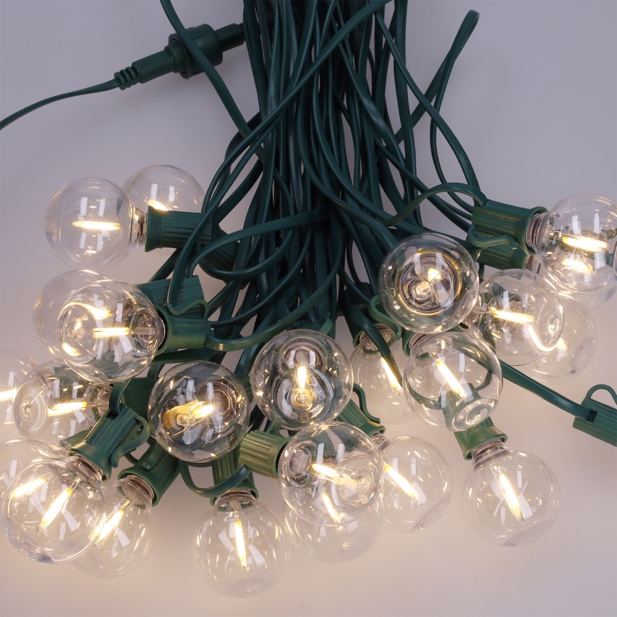 Brilagi - Guirlanda decorativa LED para exterior 25xE12/0,8W/230V 20m cabo verde IP44 branco quente