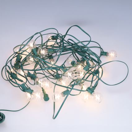 Brilagi - Guirlanda decorativa LED para exterior 25xE12/0,8W/230V 20m cabo verde IP44 branco quente