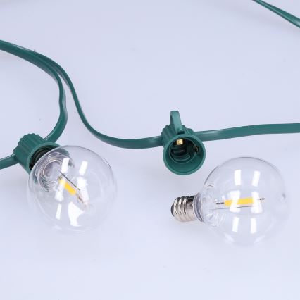 Brilagi - Guirlanda decorativa LED para exterior 25xE12/0,8W/230V 20m cabo verde IP44 branco quente
