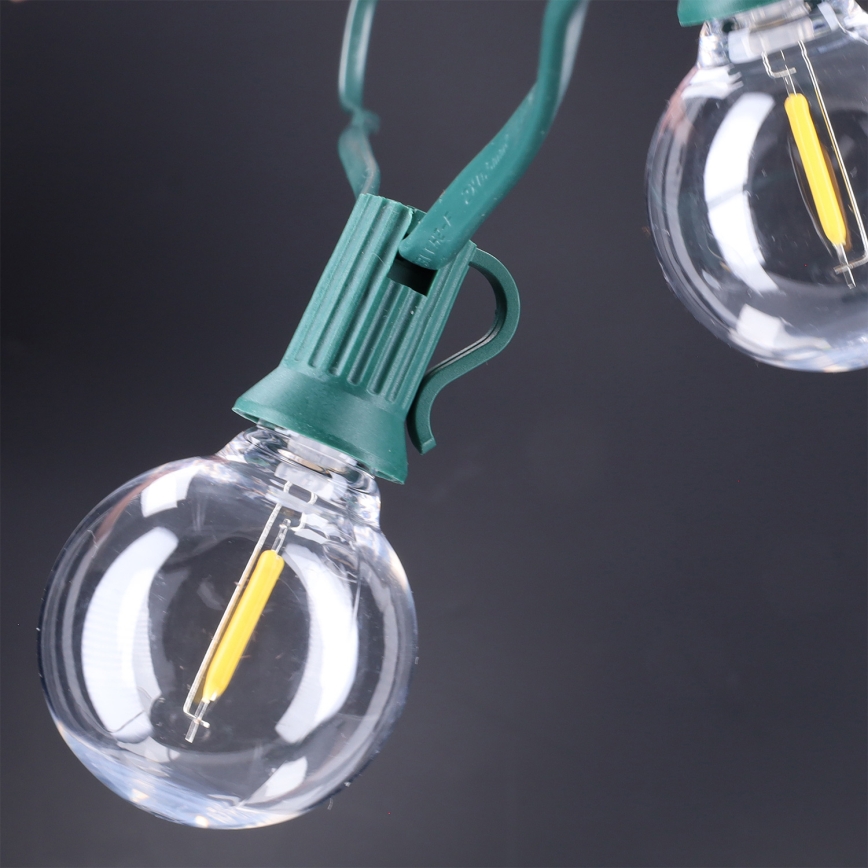 Brilagi - Guirlanda decorativa LED para exterior 25xE12/0,8W/230V 20m cabo verde IP44 branco quente