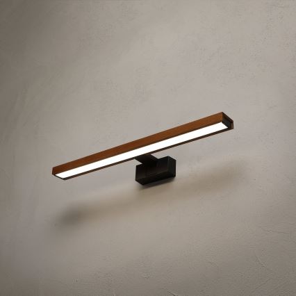 Brilagi - Iluminação LED 3 em 1 para espelho WOODY MIRROR LED/12W/230V 60 cm IP44 preto/cerejeira