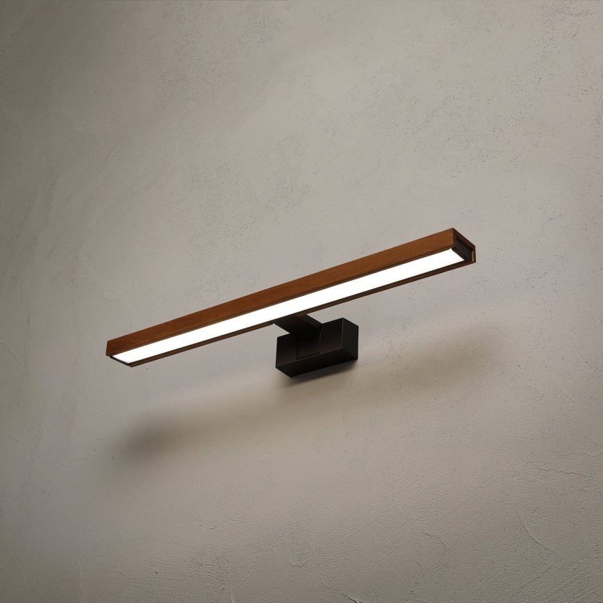 Brilagi - Iluminação LED 3 em 1 para espelho WOODY MIRROR LED/12W/230V 60 cm IP44 preto/cerejeira