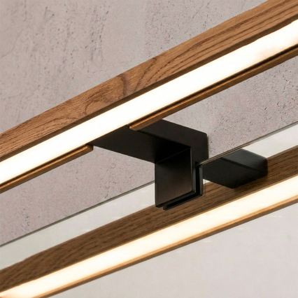 Brilagi - Iluminação LED 3 em 1 para espelho WOODY MIRROR LED/12W/230V 60 cm IP44 preto/cerejeira