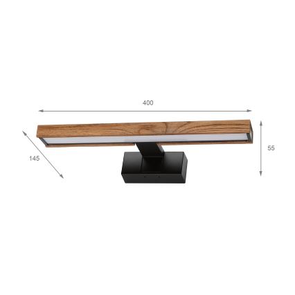 Brilagi - Iluminação LED 3 em 1 para espelho de casa de banho WOODY MIRROR LED/8W/230V 40 cm IP44 preto/carvalho