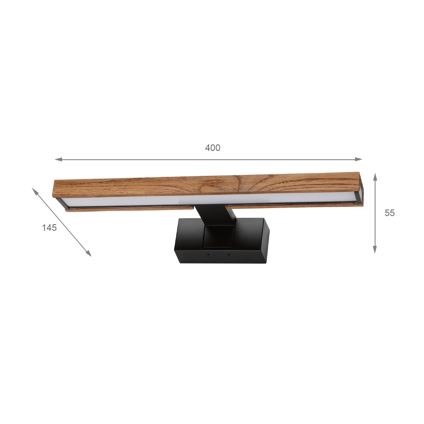 Brilagi - Iluminação LED 3 em 1 para espelho de casa de banho WOODY MIRROR LED/8W/230V 40 cm IP44 preto/carvalho
