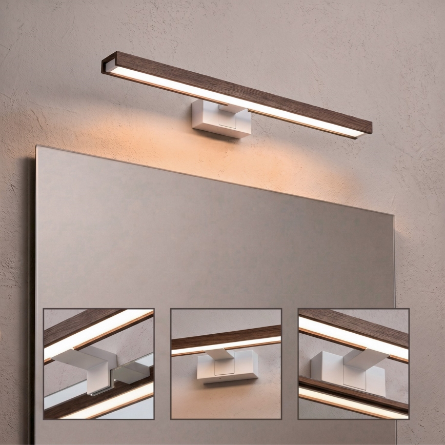 Brilagi - Iluminação LED para espelho de casa de banho 3 em 1 WOODY MIRROR 3v1 LED/12W/230V 60 cm IP44 branco/carvalho/nogueira