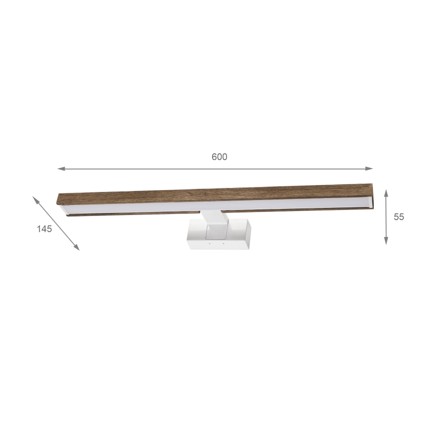 Brilagi - Iluminação LED para espelho de casa de banho 3 em 1 WOODY MIRROR 3v1 LED/12W/230V 60 cm IP44 branco/carvalho/nogueira