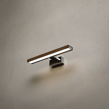 Brilagi - Iluminação LED para espelho de casa de banho 3 em 1 WOODY MIRROR LED/8W/230V 40 cm IP44 cromado brilhante/carvalho nogueira