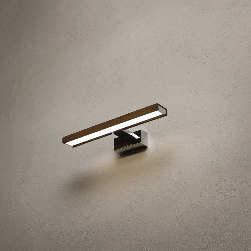 Brilagi - Iluminação LED para espelho de casa de banho 3 em 1 WOODY MIRROR LED/8W/230V 40 cm IP44 cromado brilhante/carvalho nogueira
