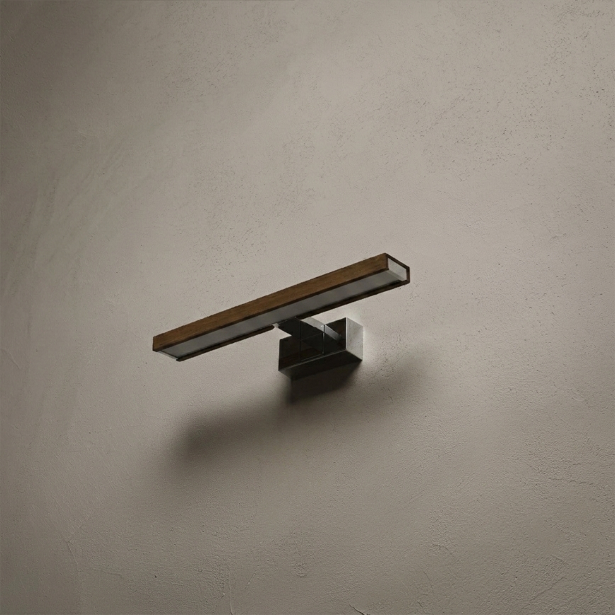 Brilagi - Iluminação LED para espelho de casa de banho 3 em 1 WOODY MIRROR LED/8W/230V 40 cm IP44 cromado brilhante/carvalho nogueira
