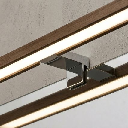 Brilagi - Iluminação LED para espelho de casa de banho 3 em 1 WOODY MIRROR LED/8W/230V 40 cm IP44 cromado brilhante/carvalho nogueira