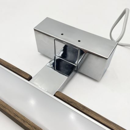 Brilagi - Iluminação LED para espelho de casa de banho 3 em 1 WOODY MIRROR LED/8W/230V 40 cm IP44 cromado brilhante/carvalho nogueira