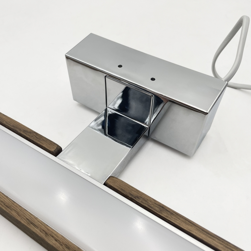 Brilagi - Iluminação LED para espelho de casa de banho 3 em 1 WOODY MIRROR LED/8W/230V 40 cm IP44 cromado brilhante/carvalho nogueira