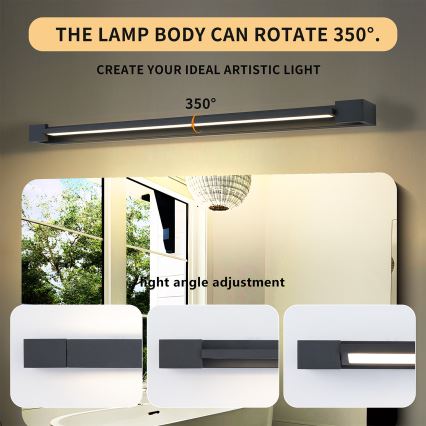 Brilagi - Iluminação LED para espelho AQUA LINE LED/24W/230V 90 cm IP44 preto CRI 90