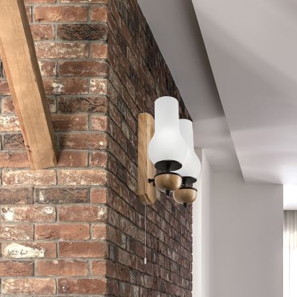 Brilagi - LED Iluminação de parede COTTAGE 2xE14/40W/230V carvalho/branco