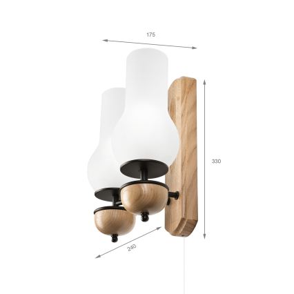 Brilagi - LED Iluminação de parede COTTAGE 2xE14/40W/230V carvalho/branco