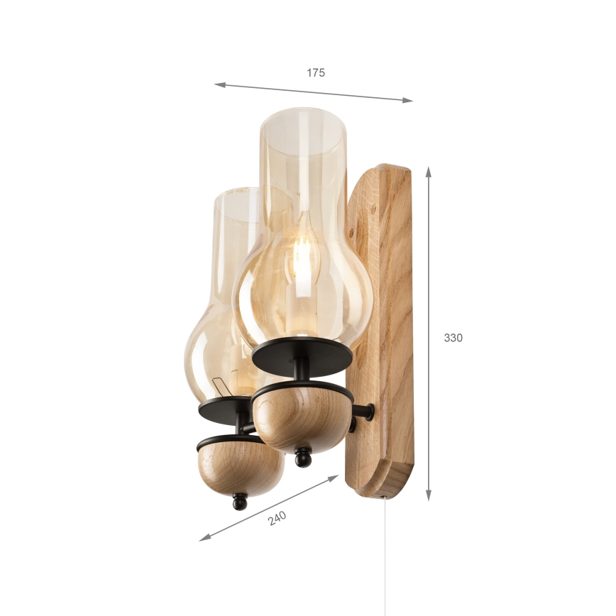 Brilagi - LED Iluminação de parede COTTAGE 2xE14/40W/230V carvalho/castanho