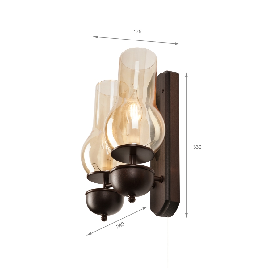 Brilagi - LED Iluminação de parede COTTAGE 2xE14/40W/230V faia/castanho