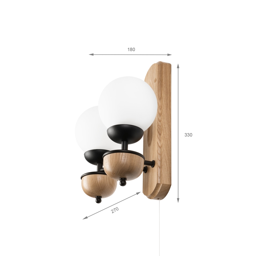 Brilagi - LED Iluminação de parede COTTAGE 2xG9/40W/230V carvalho/branco