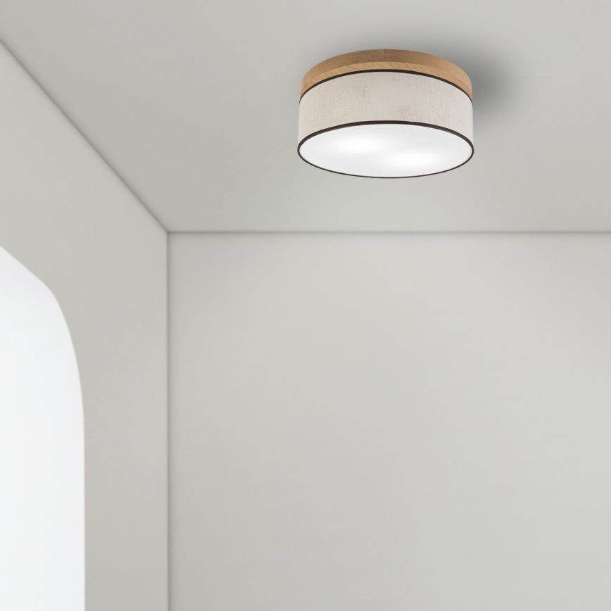 Brilagi - LED Iluminação de teto BELLADONNA 2xE27/15W/230V diâmetro 40 cm creme/carvalho