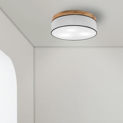 Brilagi - LED Iluminação de teto BELLADONNA 3xE27/15W/230V diâmetro 50 cm branco/carvalho