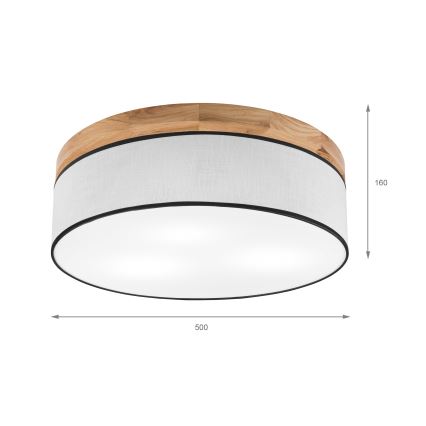 Brilagi - LED Iluminação de teto BELLADONNA 3xE27/15W/230V diâmetro 50 cm branco/carvalho