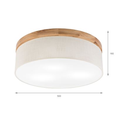 Brilagi - LED Iluminação de teto BELLADONNA 3xE27/15W/230V diâmetro 50 cm creme/carvalho