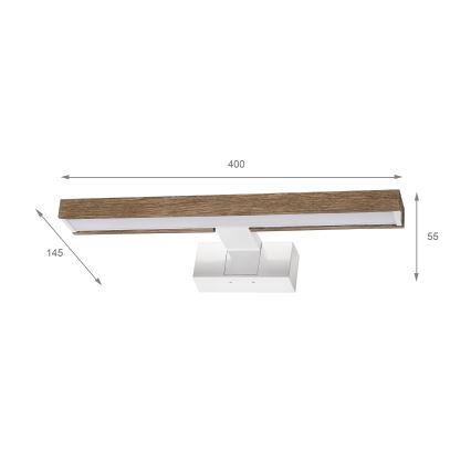 Brilagi - Iluminação LED para espelho de casa de banho 3 em 1 WOODY MIRROR LED/8W/230V 40 cm IP44 branco/carvalho
