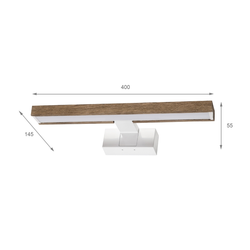 Brilagi - Iluminação LED para espelho de casa de banho 3 em 1 WOODY MIRROR LED/8W/230V 40 cm IP44 branco/carvalho