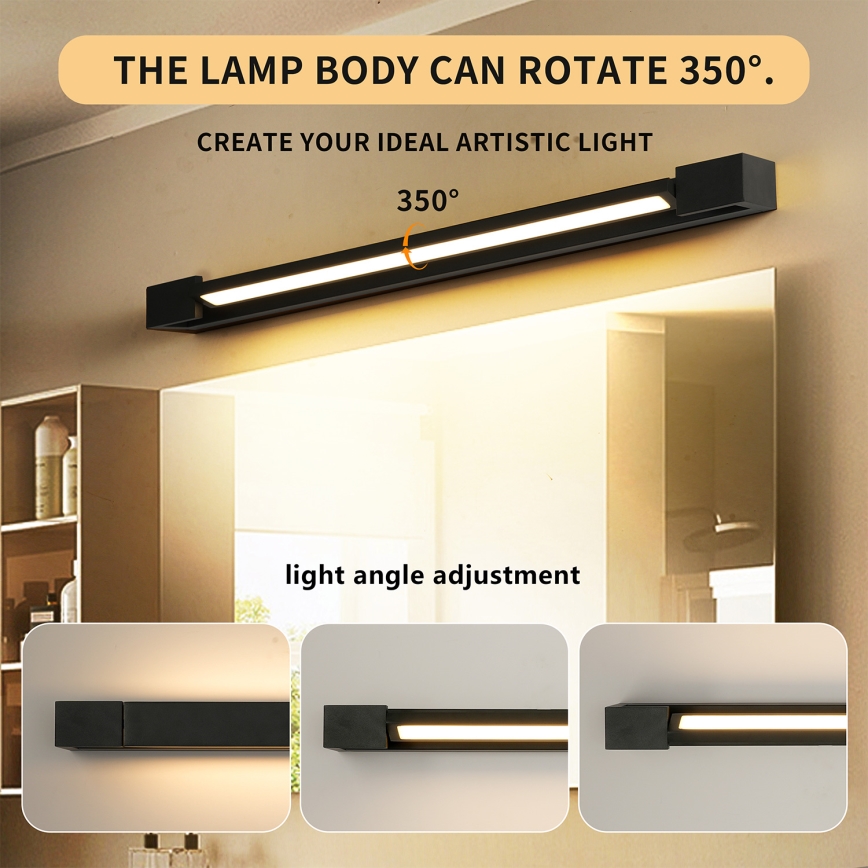 Brilagi - Iluminação LED para espelho de casa de banho AQUA LINE LED/18W/230V 60 cm IP44 cor preta IRC 90