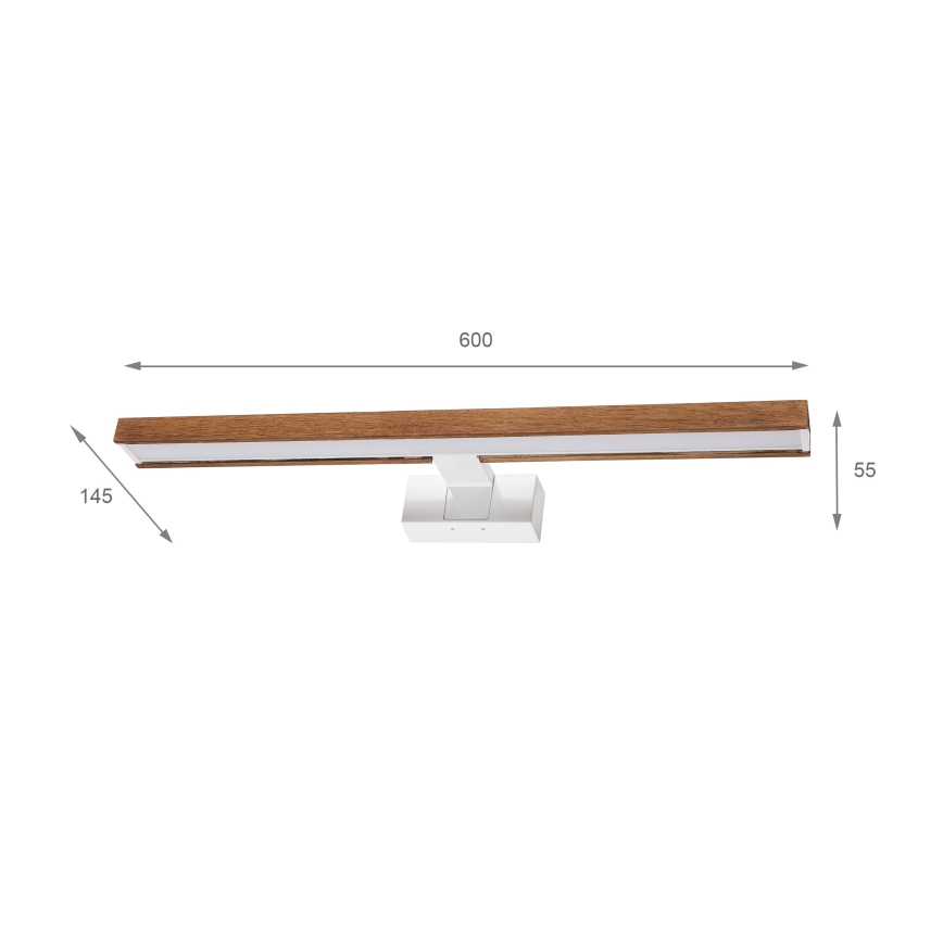 Brilagi - Iluminação LED 3 em 1 para espelho de casa de banho WOODY MIRROR LED/12W/230V 60 cm IP44 branco/carvalho-cerejeira