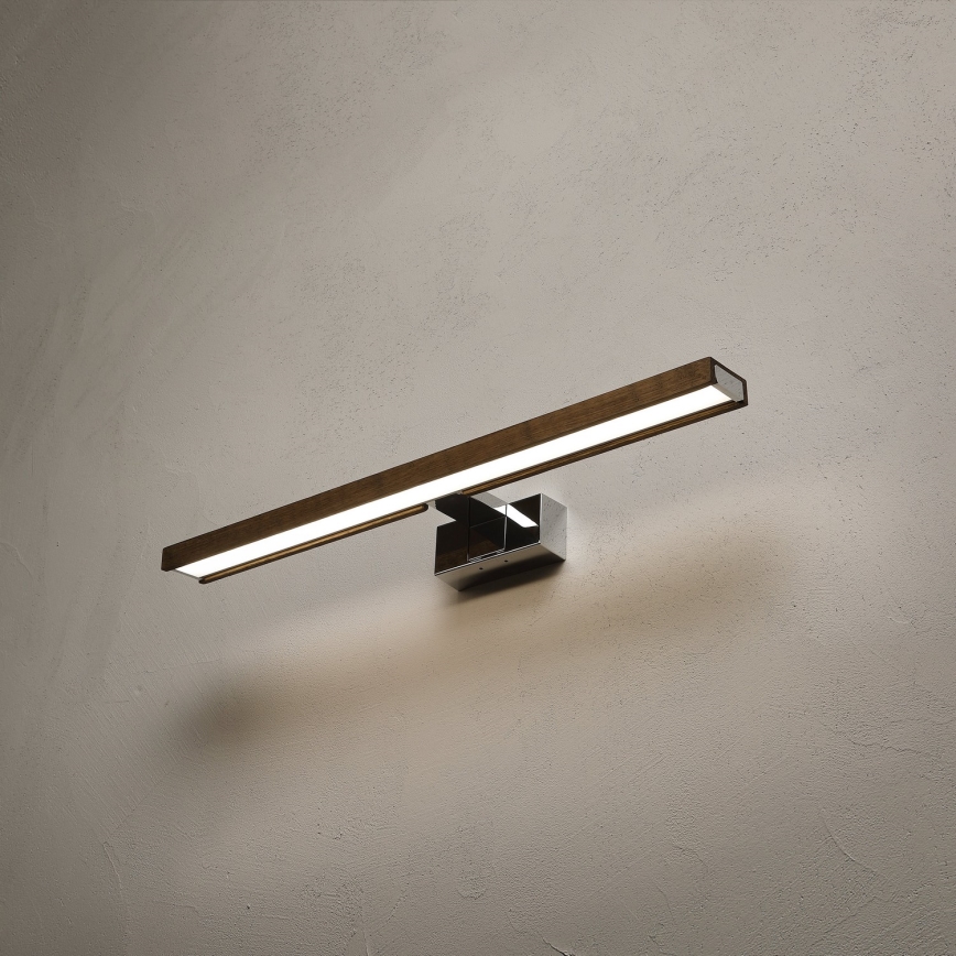 Brilagi - Iluminação LED para espelho de casa de banho 3 em 1 WOODY MIRROR LED/12W/230V 60 cm IP44 cromado brilhante/carvalho nogueira