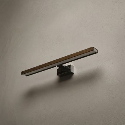 Brilagi - Iluminação LED para espelho de casa de banho 3 em 1 WOODY MIRROR LED/12W/230V 60 cm IP44 cromado brilhante/carvalho nogueira