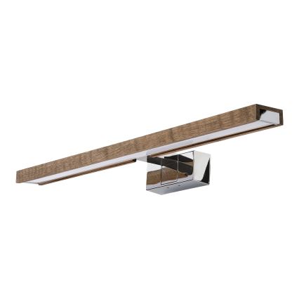 Brilagi - Iluminação LED para espelho de casa de banho 3 em 1 WOODY MIRROR LED/12W/230V 60 cm IP44 cromado brilhante/carvalho nogueira