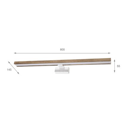 Brilagi - Iluminação LED para espelho de casa de banho 3 em 1 WOODY MIRROR LED/15W/230V 80 cm IP44 branco/carvalho nogueira