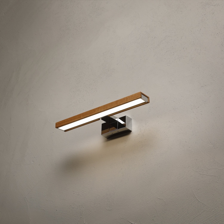 Brilagi - Iluminação LED 3 em 1 para espelho de casa de banho WOODY MIRROR LED/8W/230V 40 cm IP44 cromado brilhante/carvalho