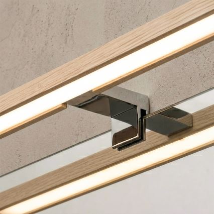 Brilagi - Iluminação LED 3 em 1 para espelho de casa de banho WOODY MIRROR LED/8W/230V 40 cm IP44 cromado brilhante/carvalho