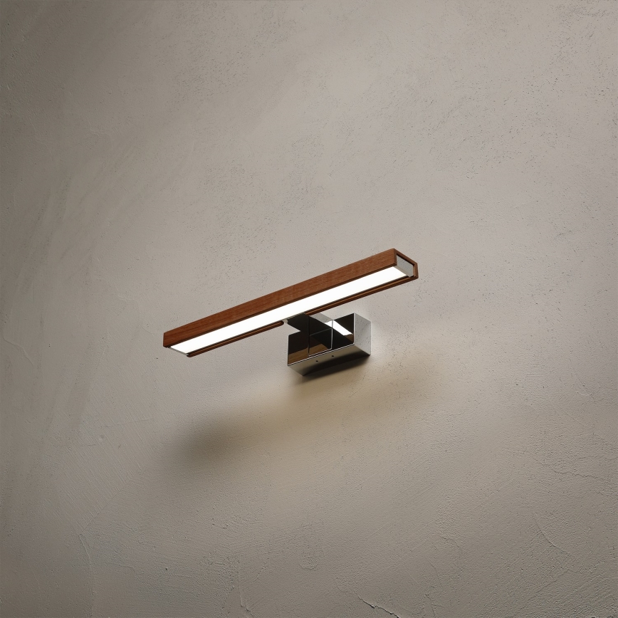 Brilagi - Iluminação LED para espelho de casa de banho 3 em 1 WOODY MIRROR LED/8W/230V 40 cm IP44 cromo brilhante/carvalho cereja