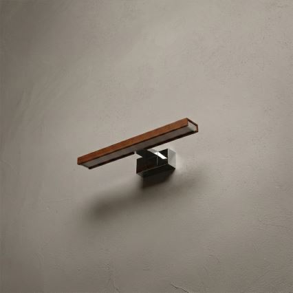 Brilagi - Iluminação LED para espelho de casa de banho 3 em 1 WOODY MIRROR LED/8W/230V 40 cm IP44 cromo brilhante/carvalho cereja