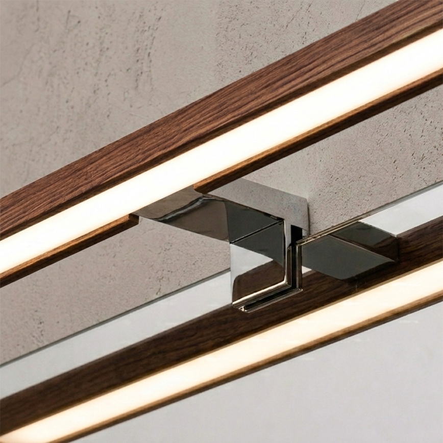 Brilagi - Iluminação LED para espelho de casa de banho 3 em 1 WOODY MIRROR LED/8W/230V 40 cm IP44 cromo brilhante/carvalho cereja