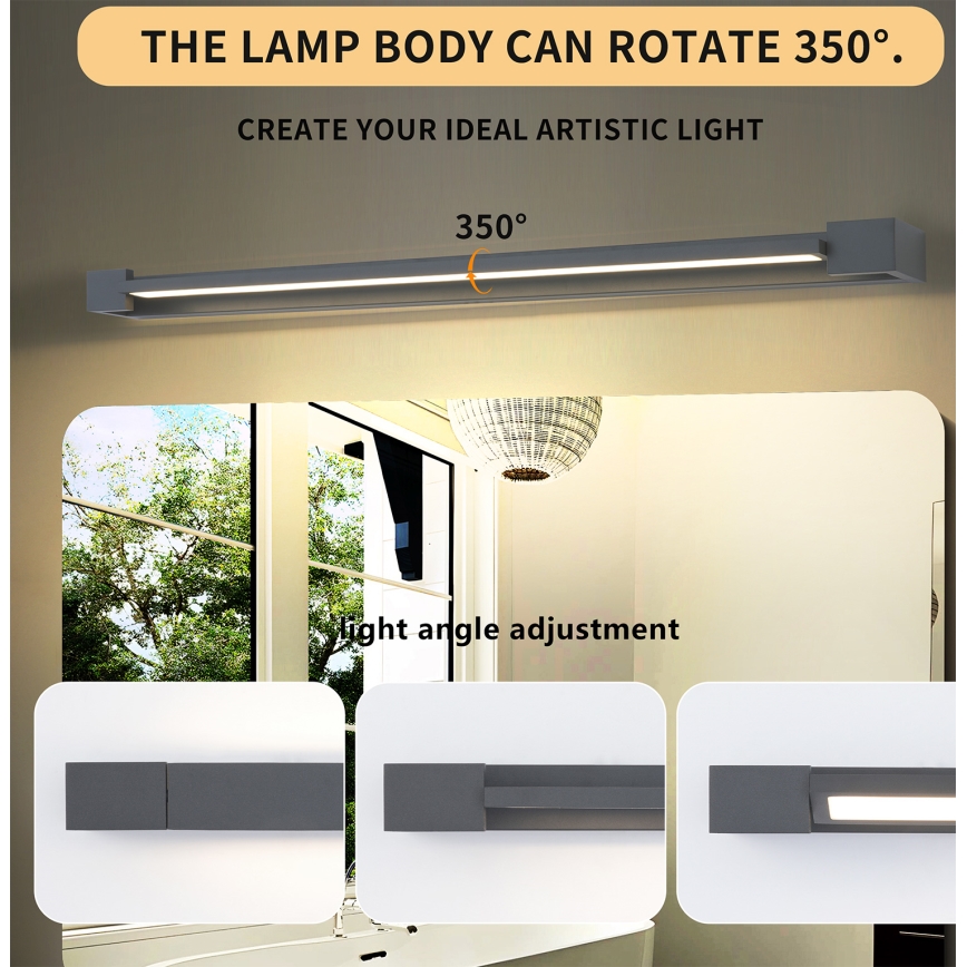 Brilagi - Iluminação LED para espelho de casa de banho AQUA LINE LED/24W/230V 90 cm IP44 antracite CRI 90