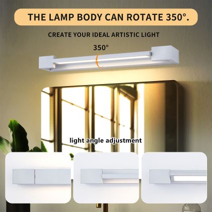 Brilagi - Iluminação LED para espelho de casa de banho AQUA LINE LED/12W/230V 45 cm IP44 cromo mate CRI 90