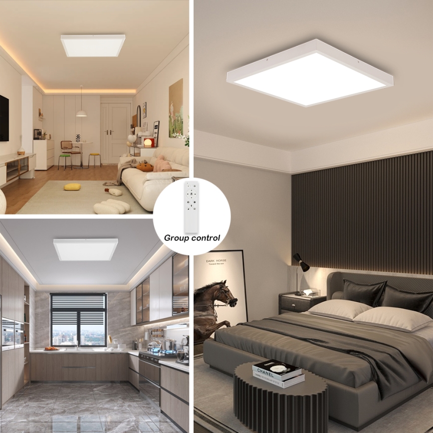 Brilagi - Lâmpada de Teto LED Dimerizável FRAME SMART LED/50W/230V 60x60 cm 3000-6000K IP44 Branca + Controle Remoto