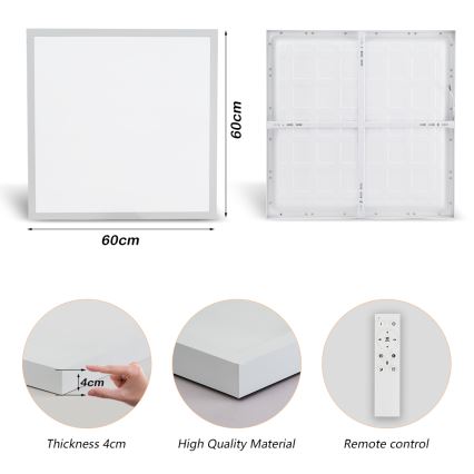 Brilagi - Lâmpada de Teto LED Dimerizável FRAME SMART LED/50W/230V 60x60 cm 3000-6000K IP44 Branca + Controle Remoto