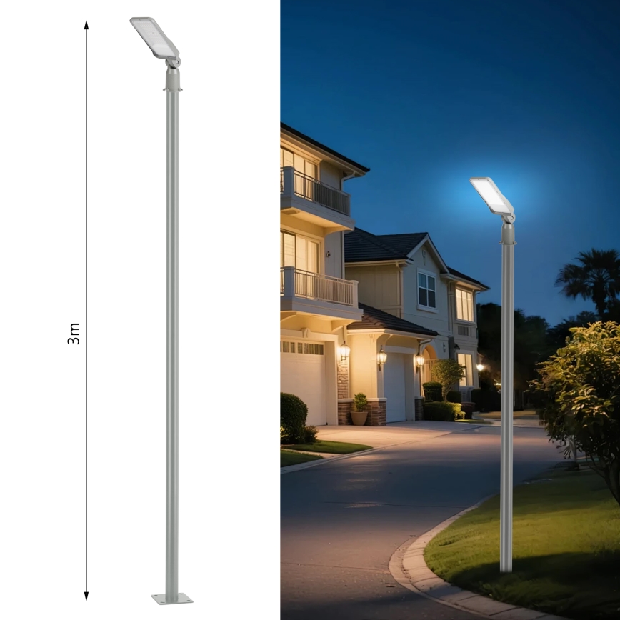 Brilagi - Lâmpada LED de exterior para rua com poste articulado de 3 m URBANLIGHT LED/50W/230V cinzenta IP65